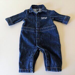 GAP BABY Denim Bear Logo Jumpsuit/Coveralls Unisex 3-6 months Dark Wash Sporty!